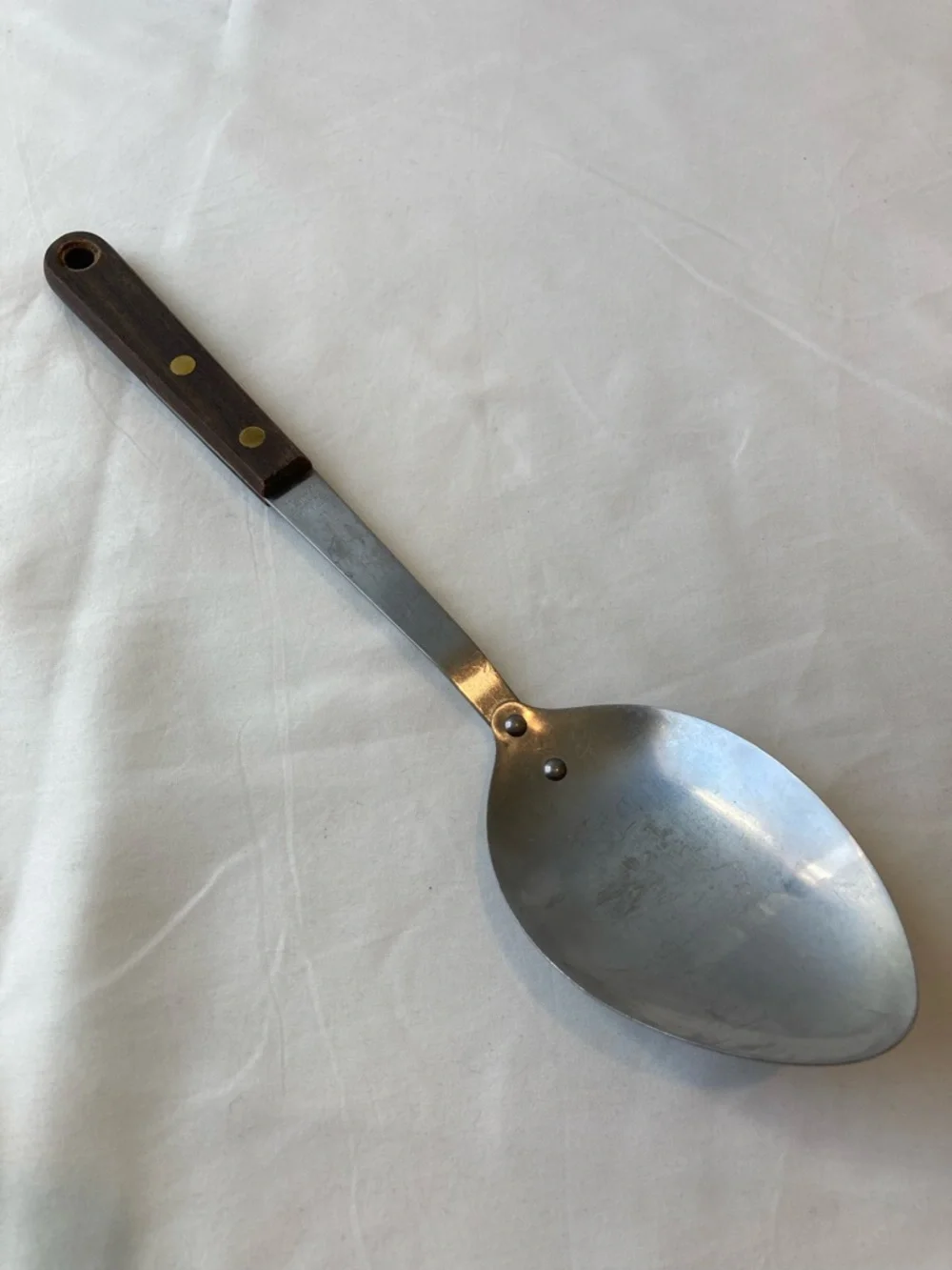 Vintage Stainless Steel Spoon Wooden Rivet Handle Farmhouse Cottagecore Kitchen